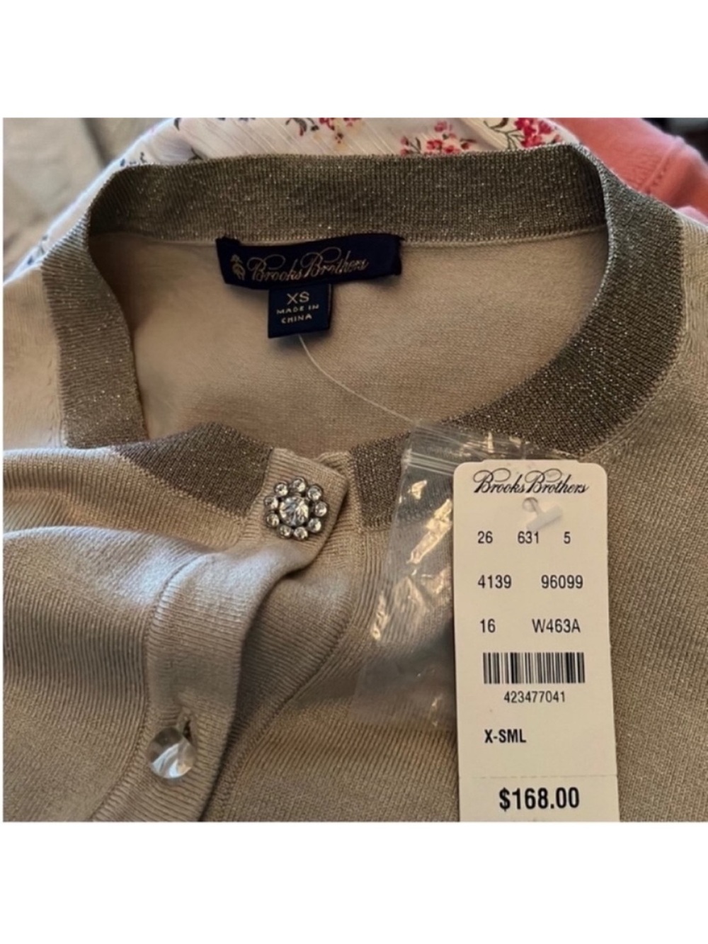 NWT Brooks Brothers Silk Blend Metallic Trim Cardigan Sweater